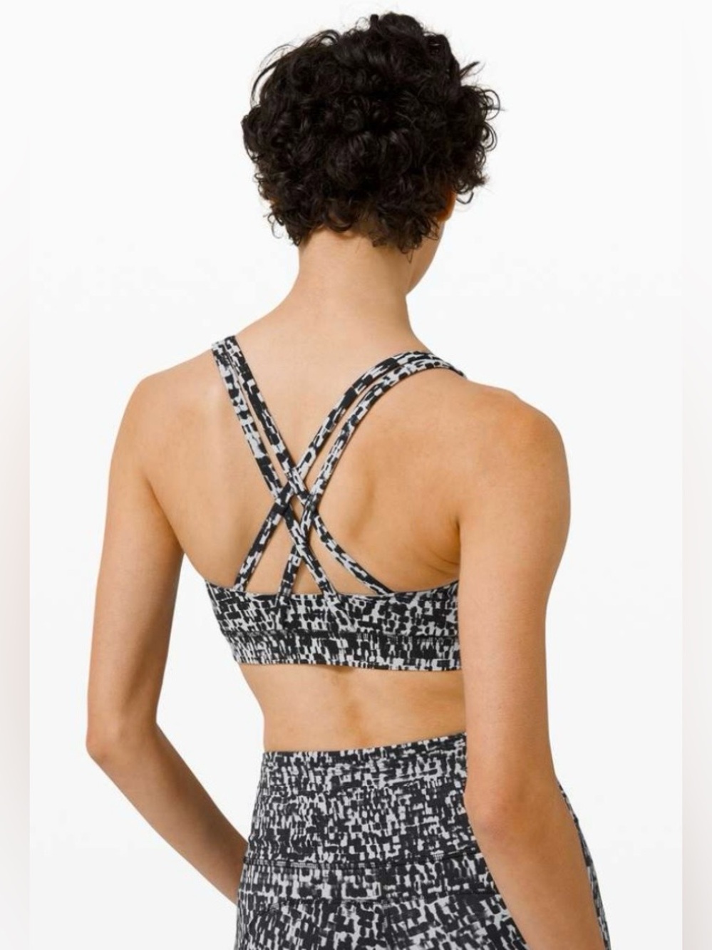 Lululemon NWT Energy Bra Black and White Crossback Strappy Size 2